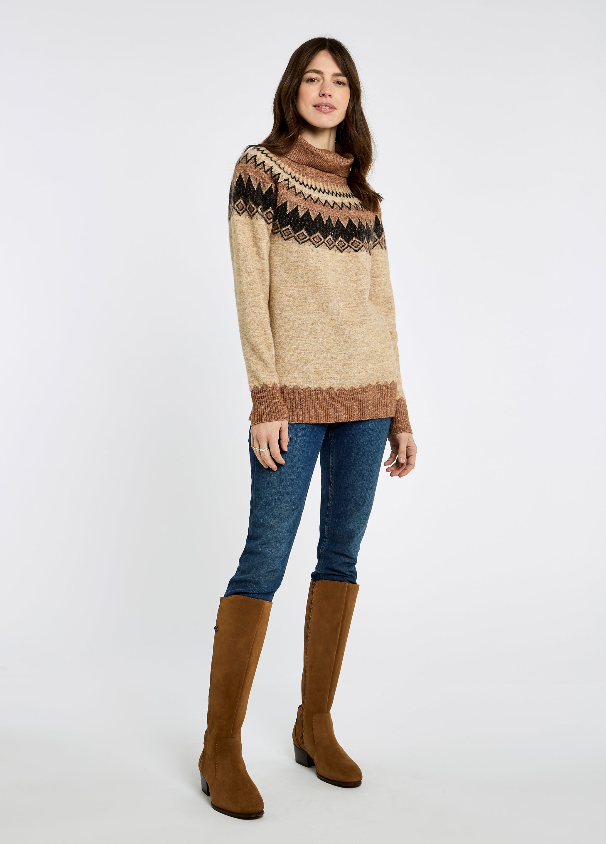 Dubarry Devlin Women's Fair Isle pattern sweater - Oat Multi
