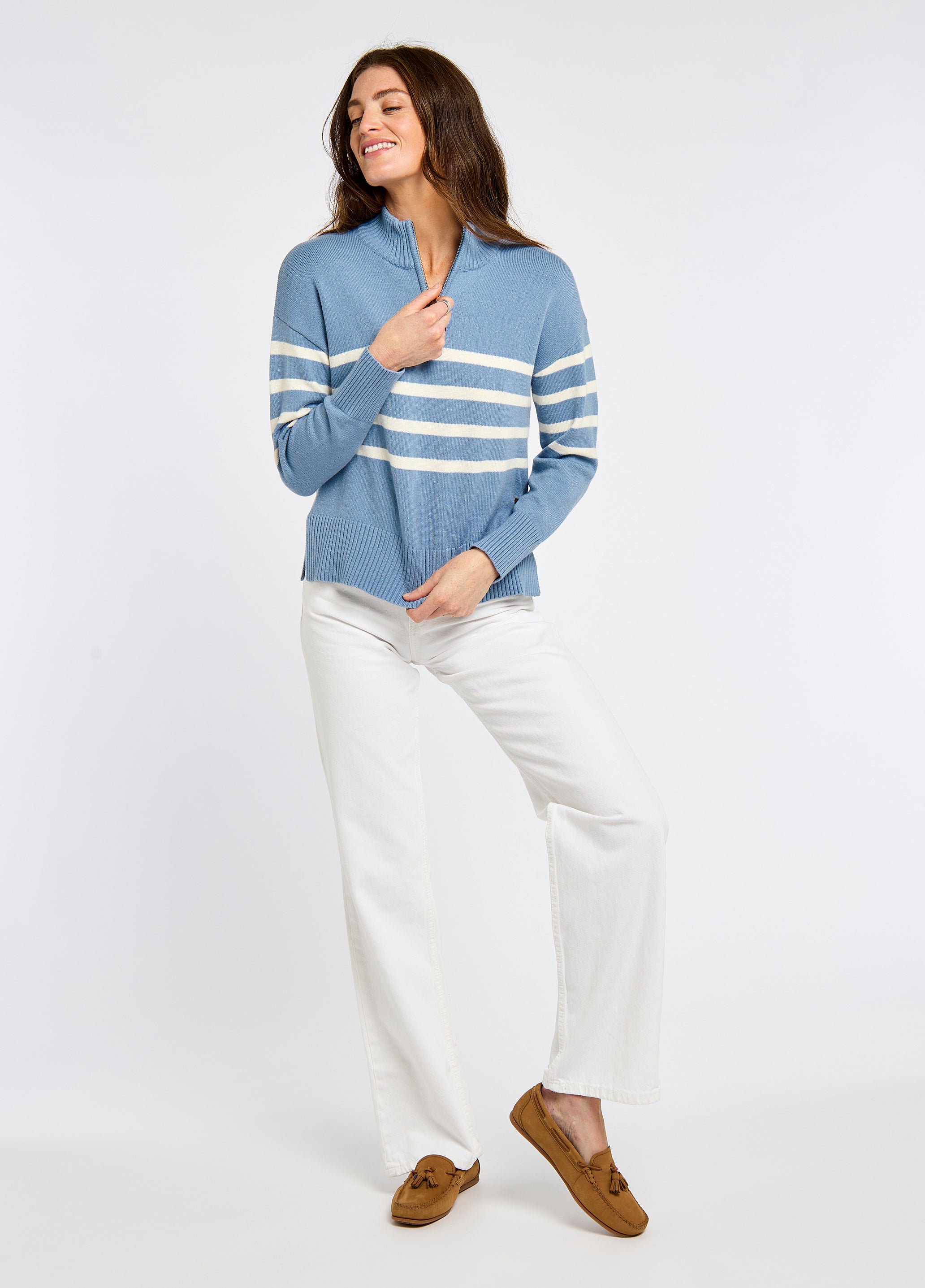 Dubarry Fonthill Women’s Zip Neck Sweater - Dusty Blue