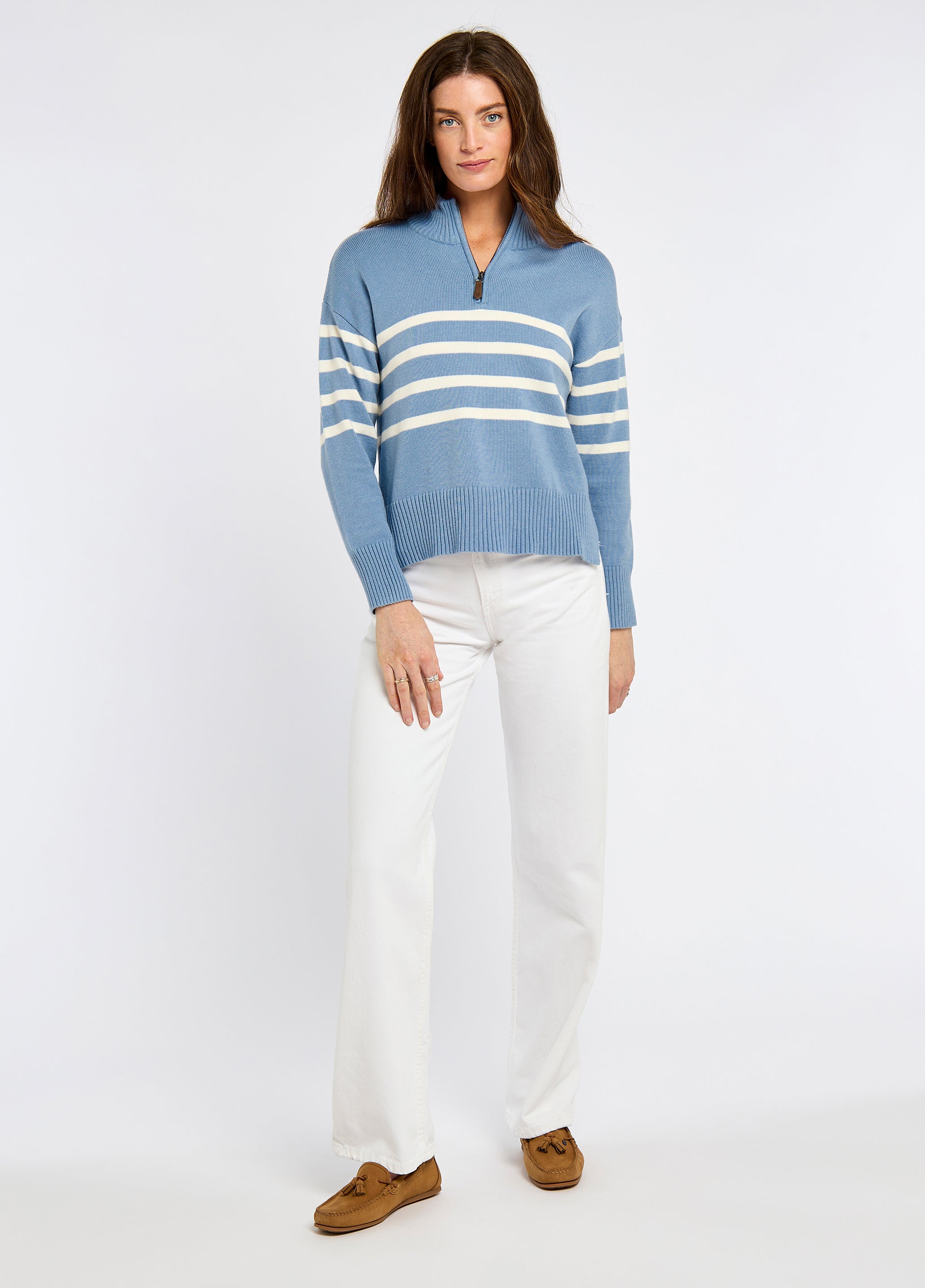 Dubarry Fonthill Women’s Zip Neck Sweater - Dusty Blue