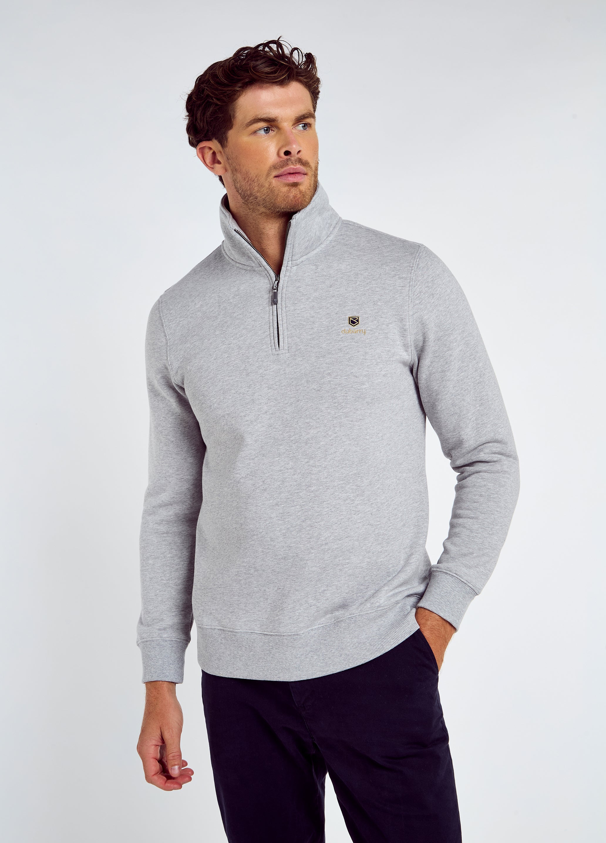 Dubarry Boyce Men’s Zip Neck Sweater - Grey