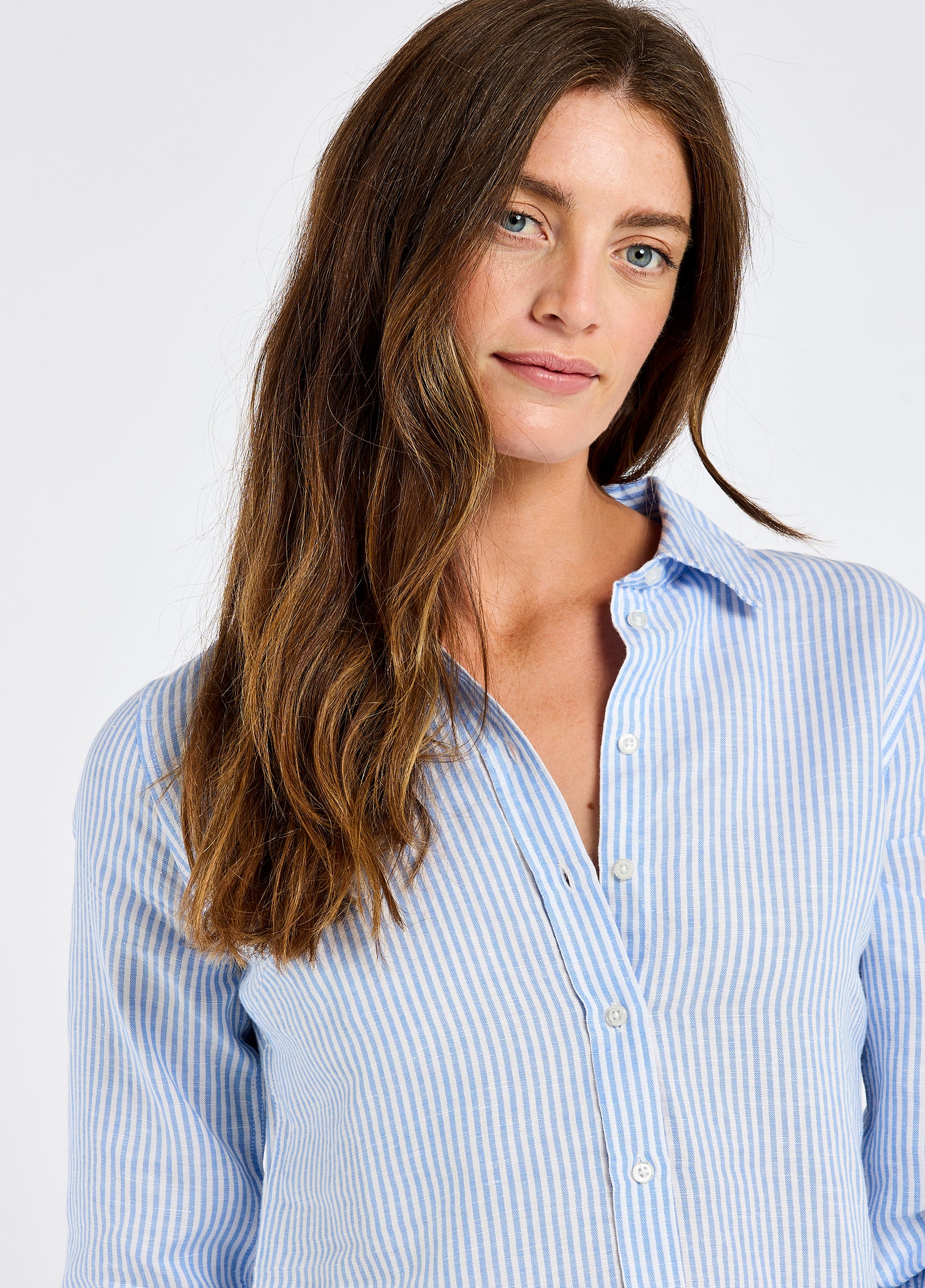 Dubarry Butterfly Women’s Long Sleeve Linen Shirt - Blue