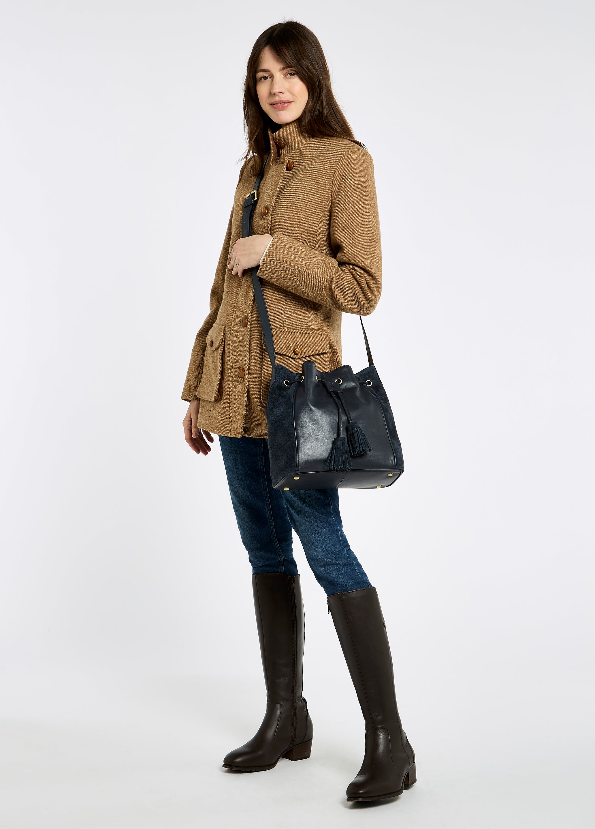 Dubarry Doonbeg Crossbody Bucket Bag - Navy