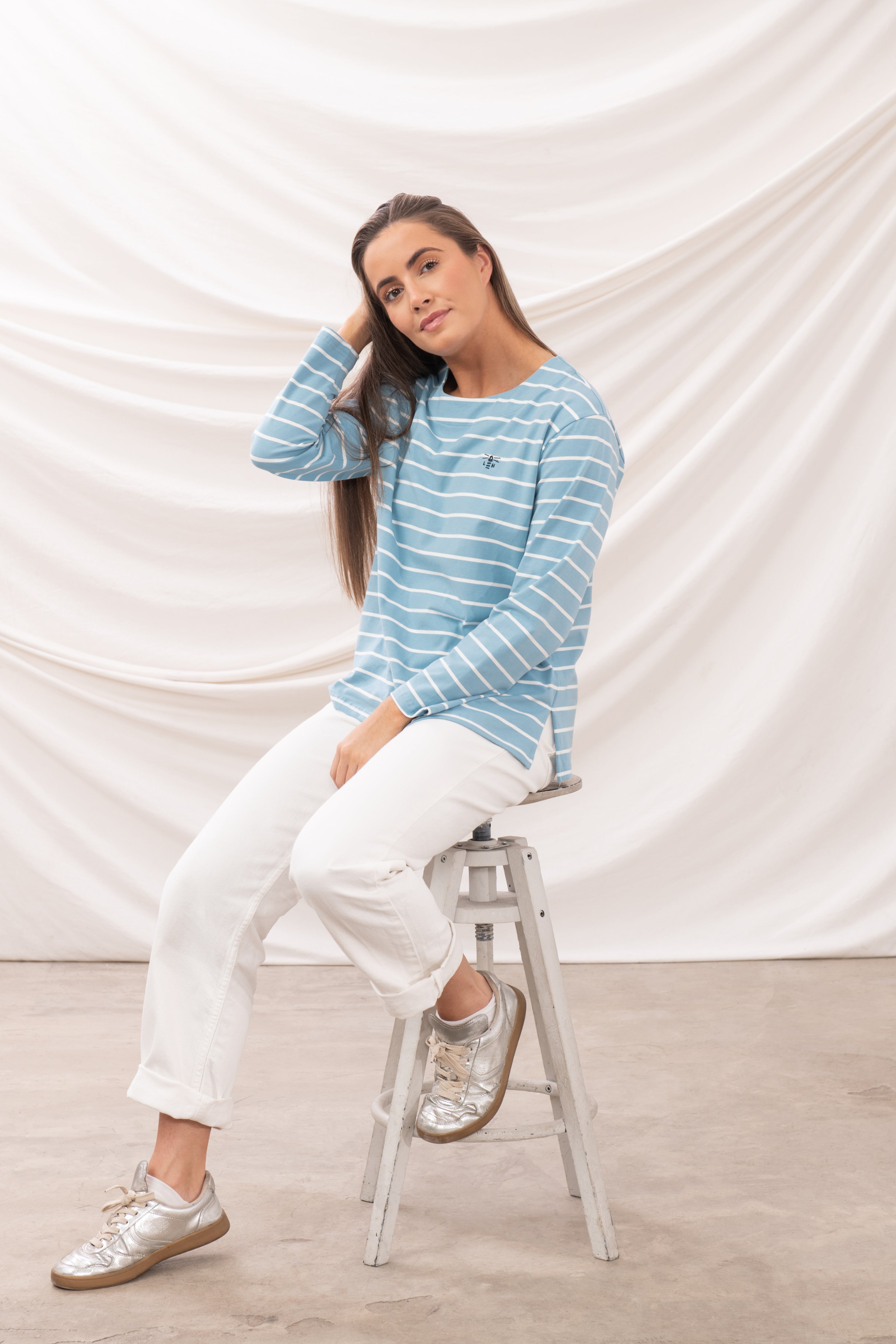 Lighthouse Causeway II Top - Marine Blue Stripe