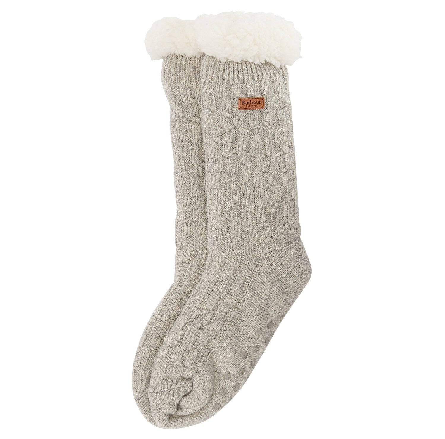 Barbour Cable Knit Lounge Socks - Light Grey Marl