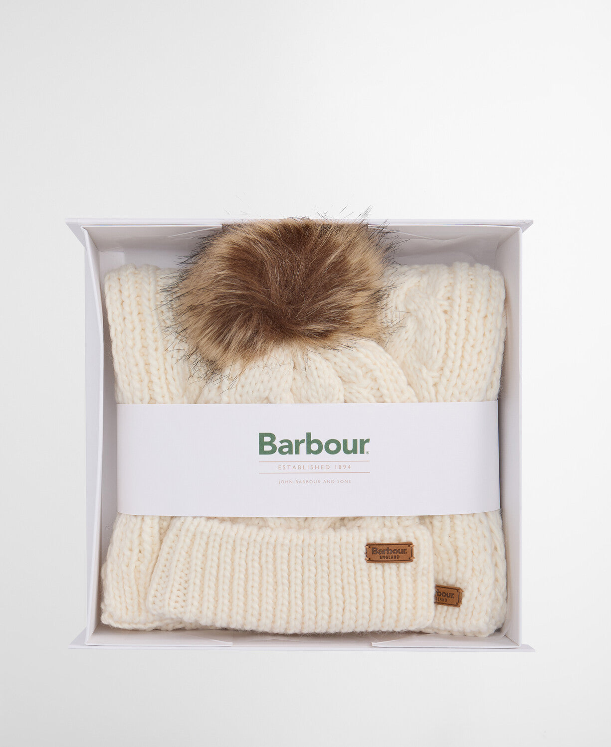 Barbour Penshaw Beanie & Scarf Gift Set - Cloud