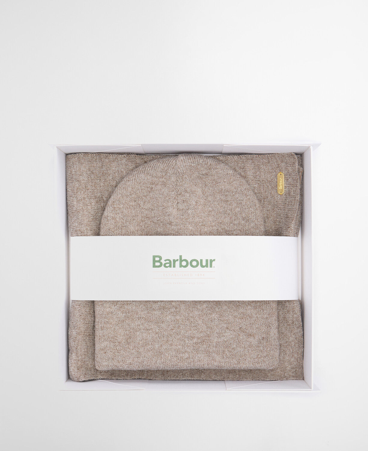Barbour Winona Beanie & Scarf Gift Set - Taupe