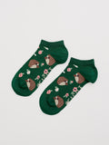 Women's Bamboo Arty Trainer Socks Hedgehog Meadow Dark Forag