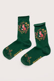 Seasalt Womens Arty Socks - Fox Wreath Evergreen