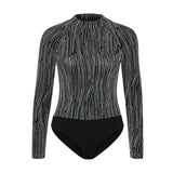 Pulz Malia Bodysuit - Silver Glitter