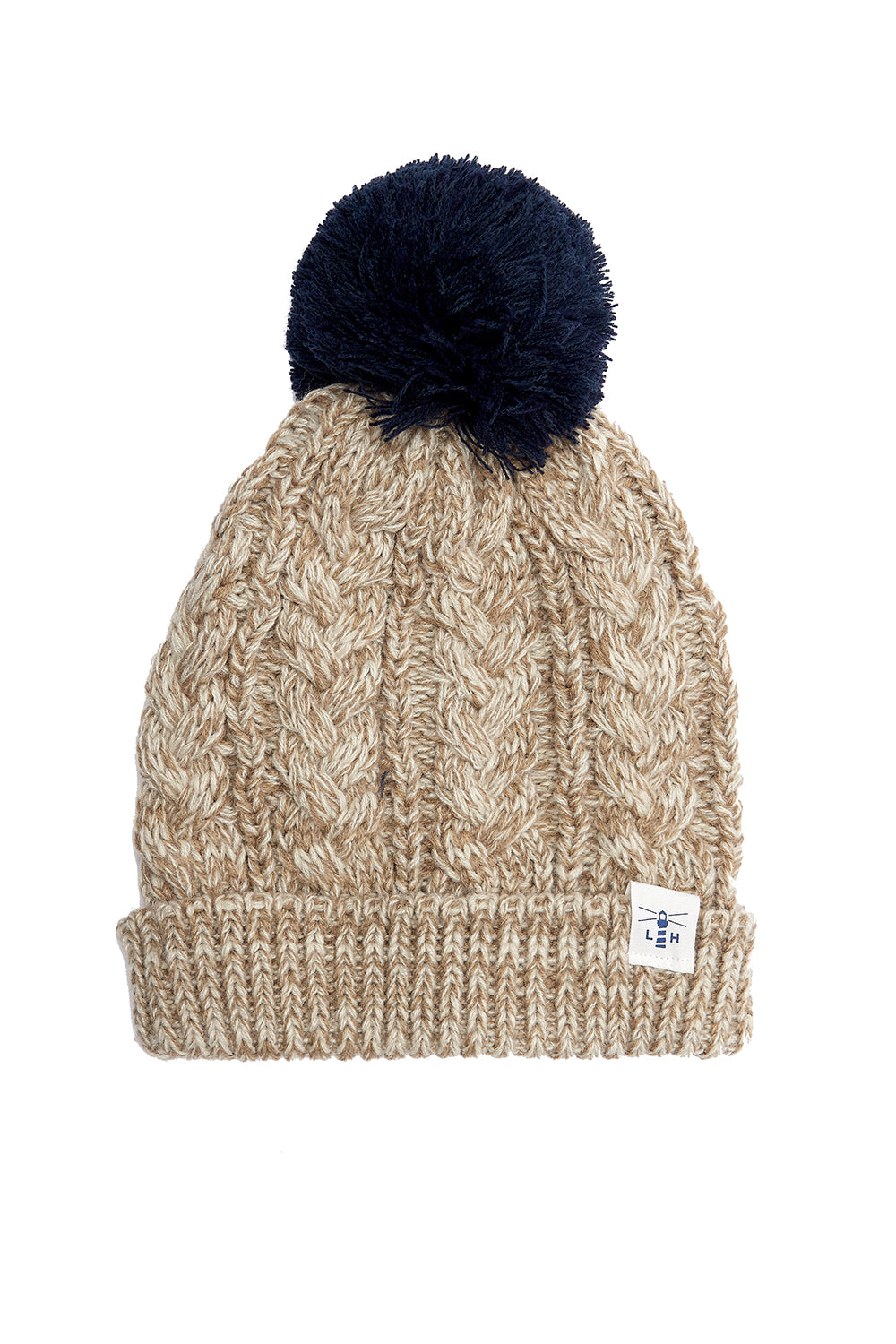 Lighthouse Hannah Bobble Hat - Almond & Navy