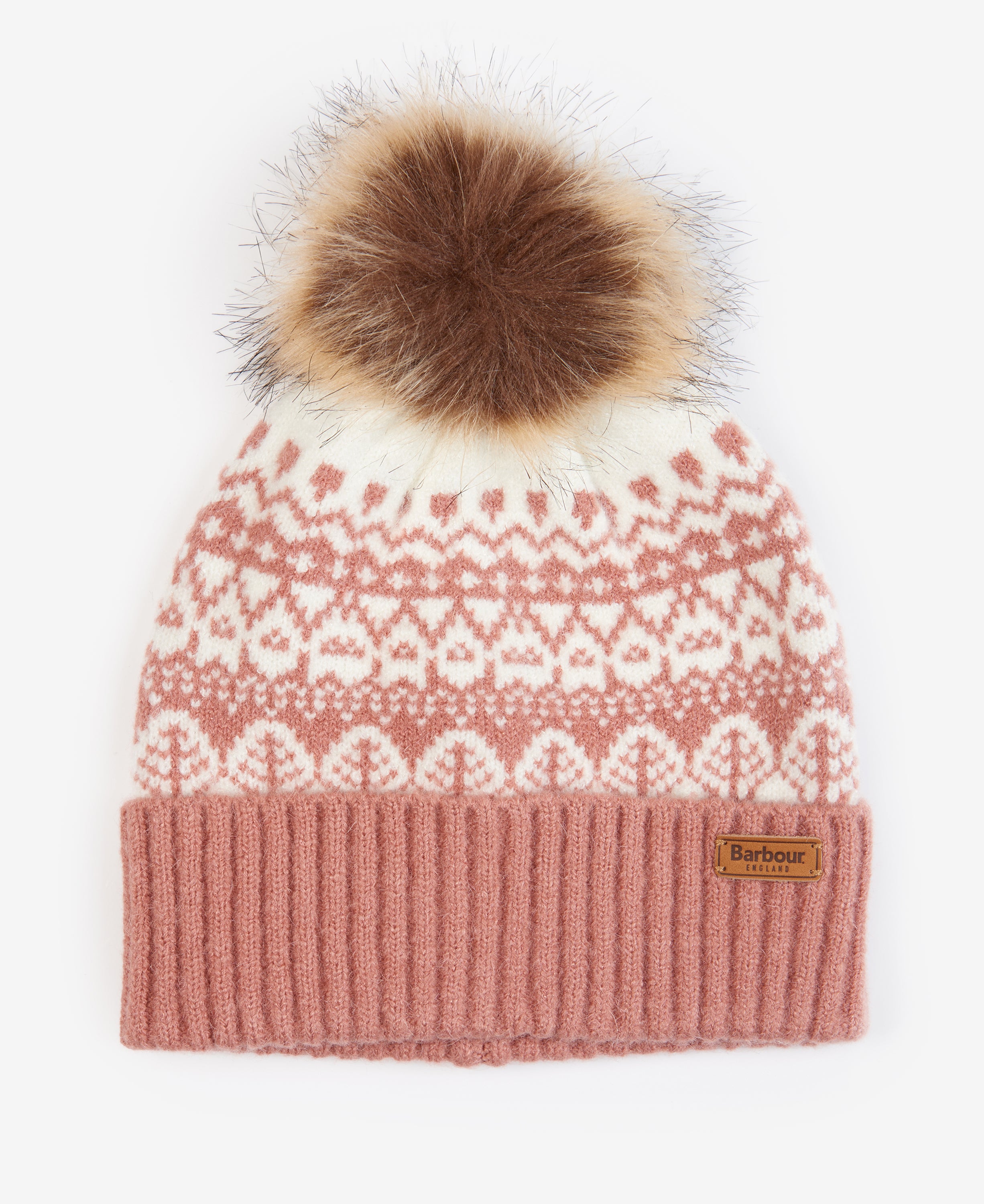 Barbour Alpine Fairisle Pom Beanie - Dusty Rose