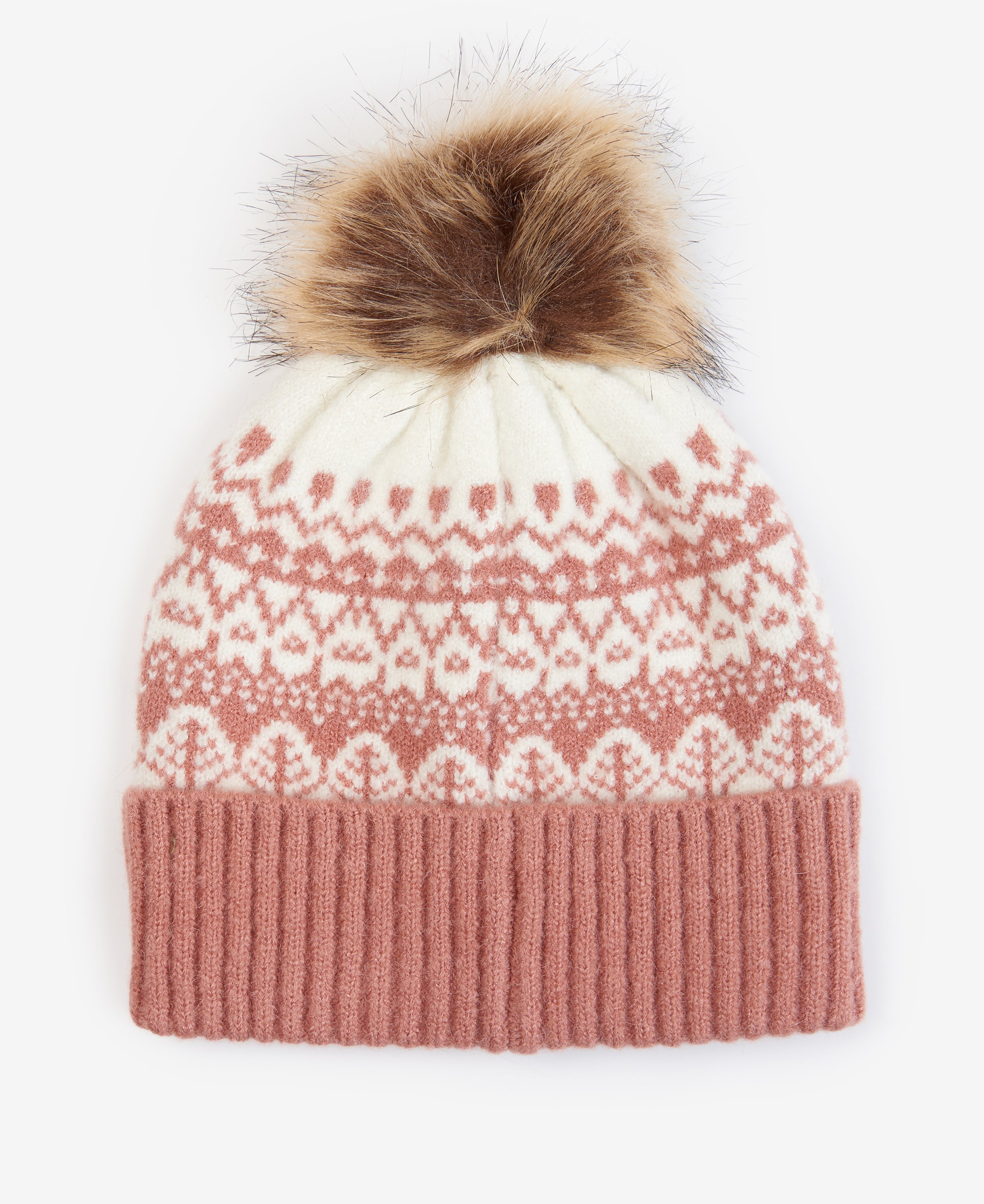 Barbour Alpine Fairisle Pom Beanie - Dusty Rose