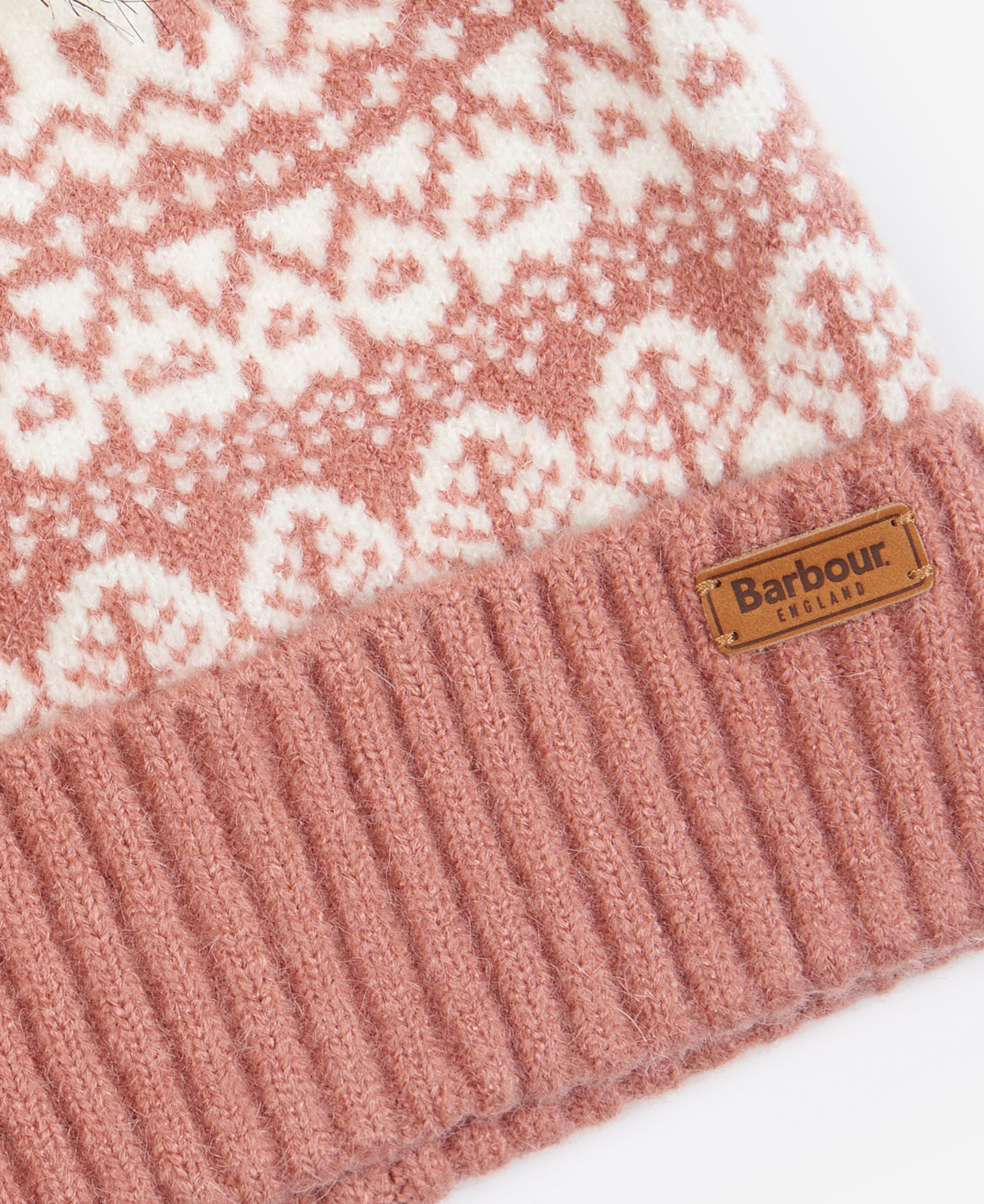 Barbour Alpine Fairisle Pom Beanie - Dusty Rose