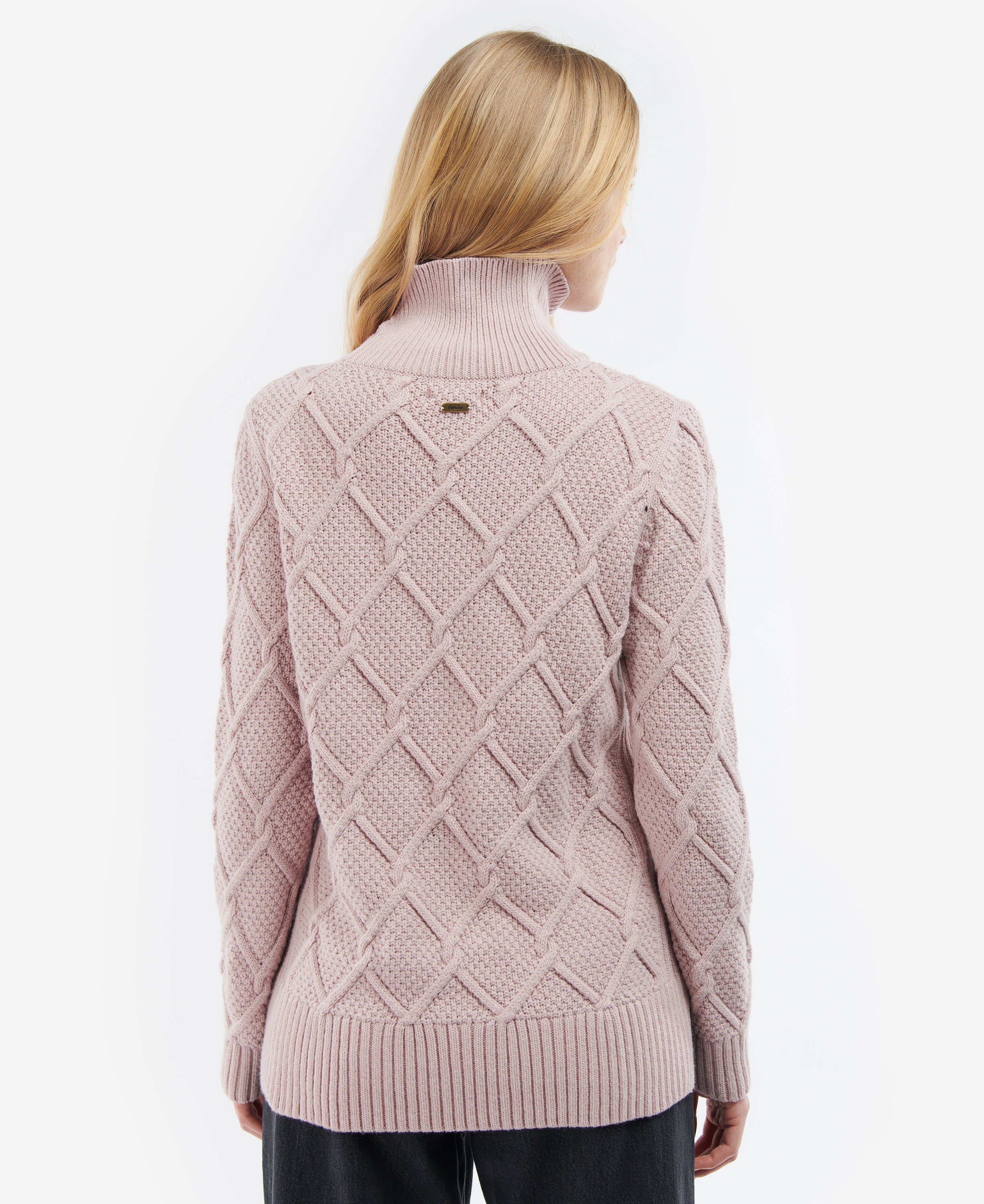 Barbour Burne Roll Neck Knit Sweatshirt - Rosewater