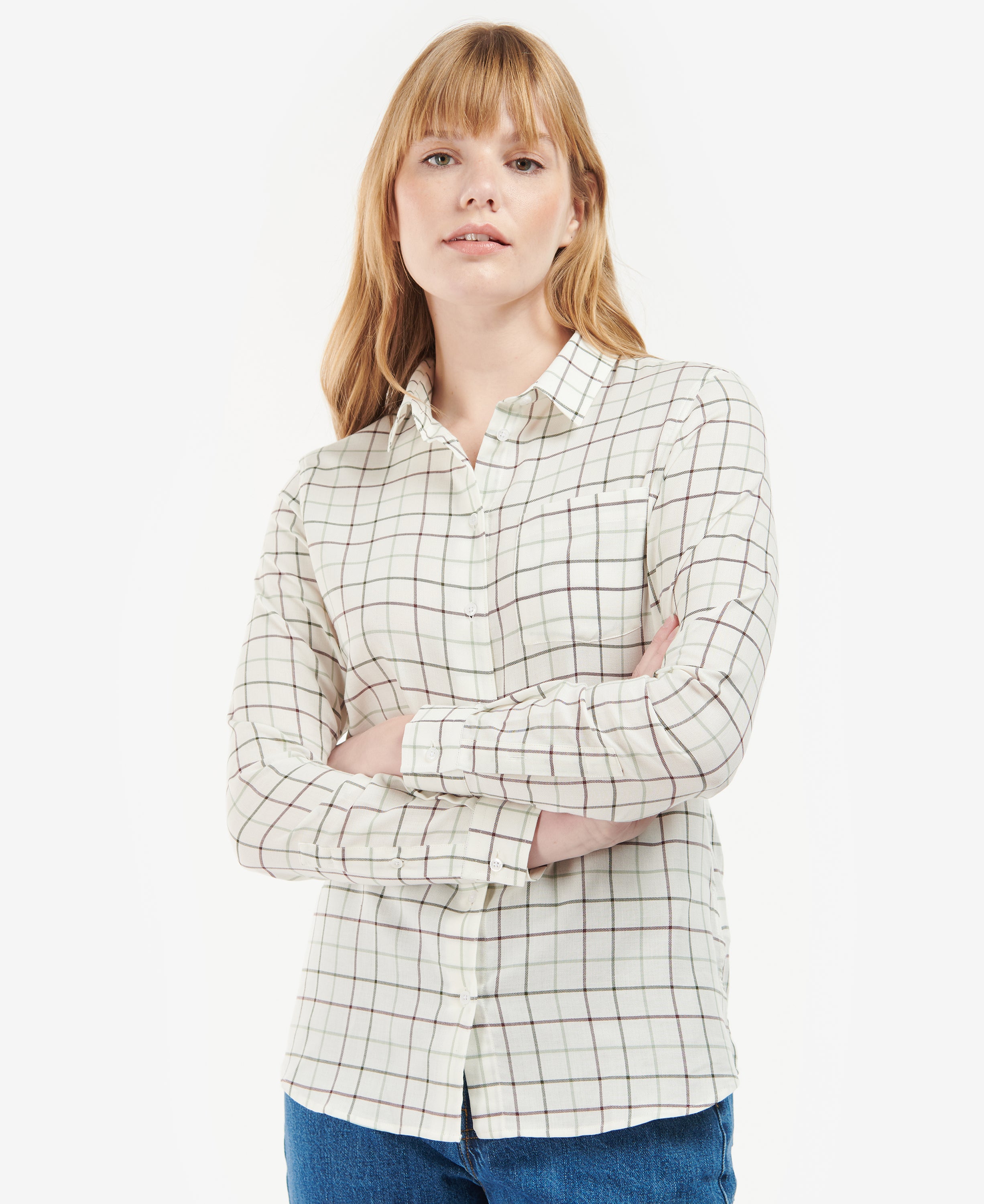 Barbour Triplebar Shirt - Cloud/Winter Green