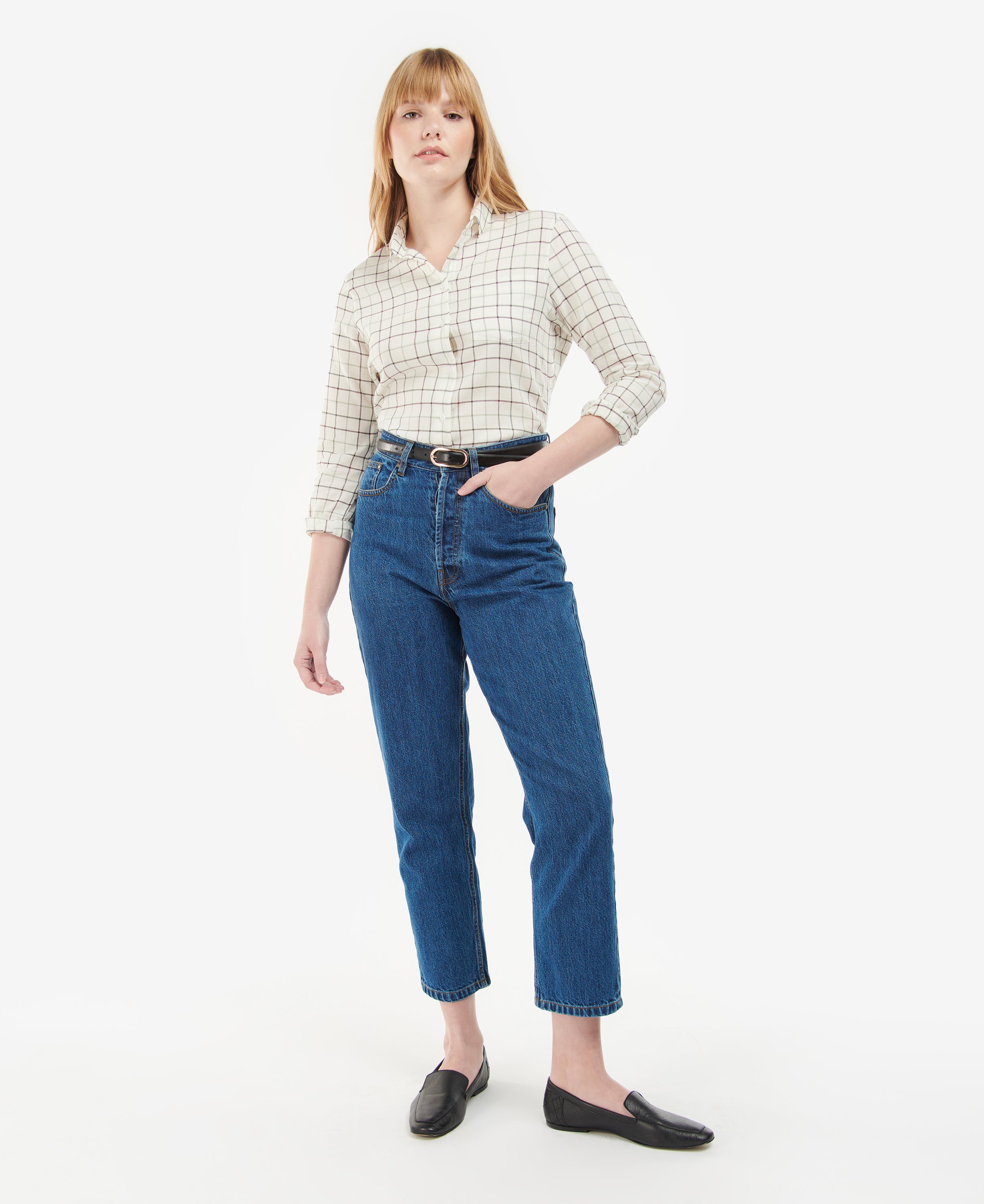 Barbour Triplebar Shirt - Cloud/Winter Green