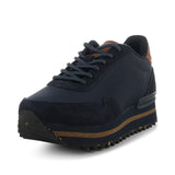 Woden Nora III Leather Plateau - Dark Navy