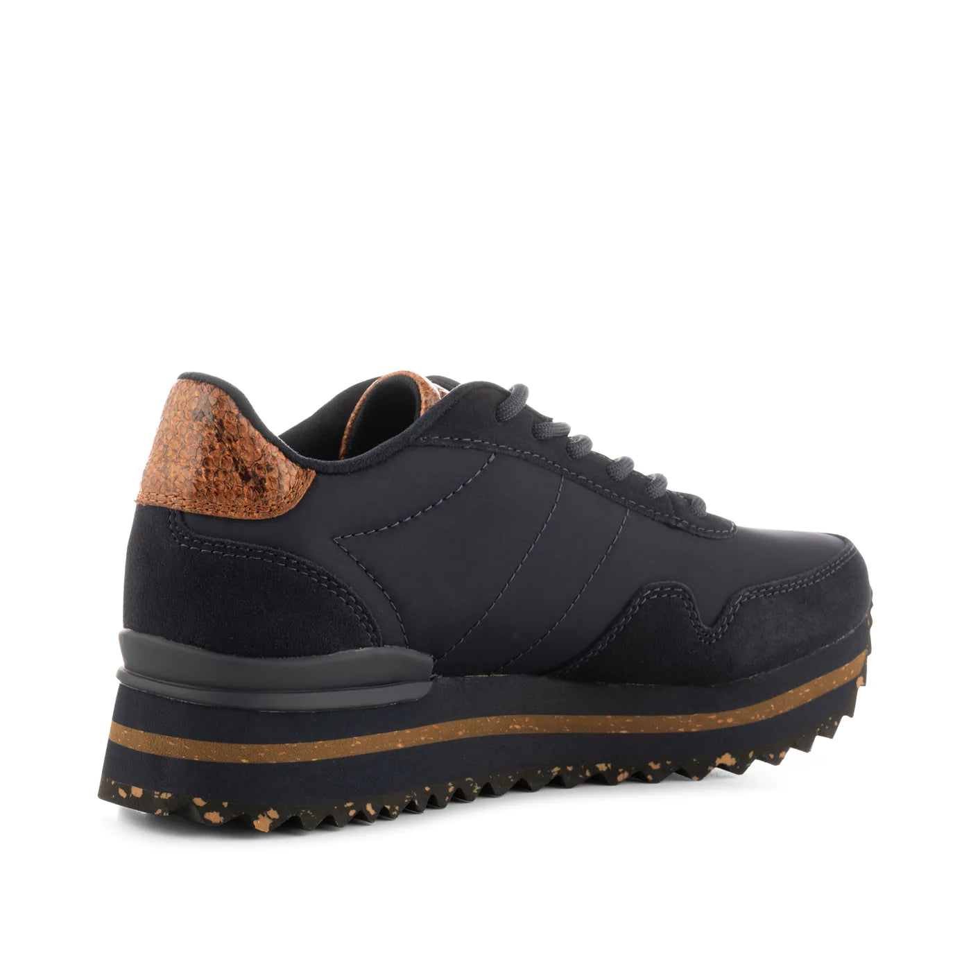 Woden Nora III Leather Plateau - Dark Navy