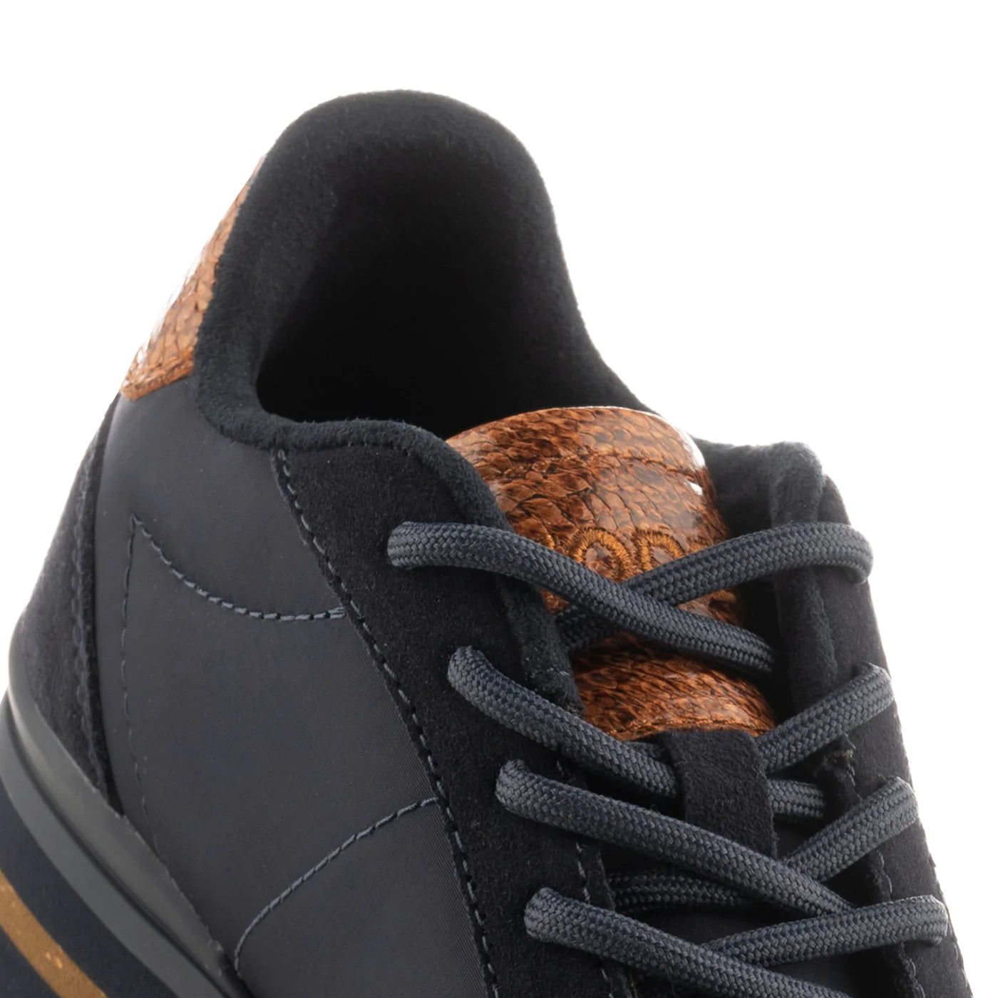 Woden Nora III Leather Plateau - Dark Navy