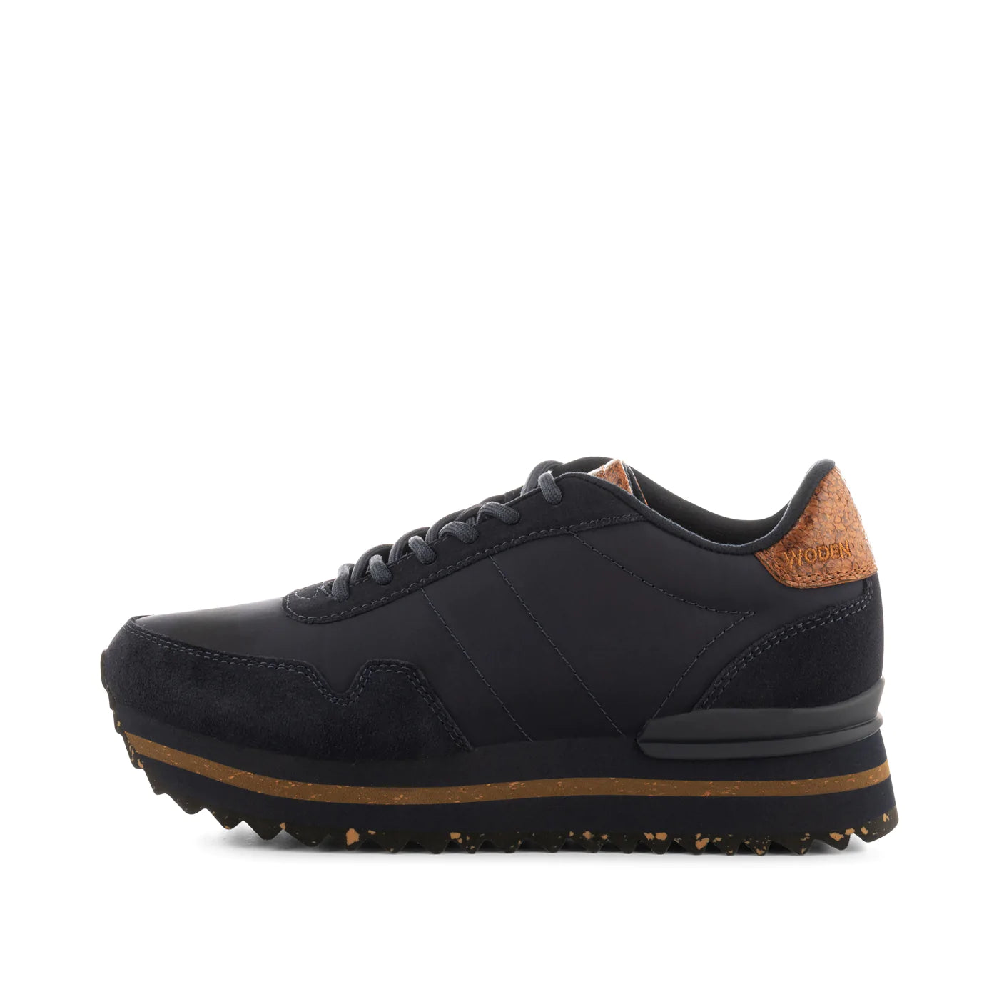 Woden Nora III Leather Plateau - Dark Navy