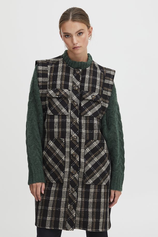 Pulz Ingrid Waistcoat - Black Check