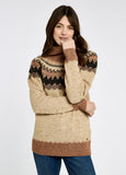 Dubarry Devlin Women's Fair Isle pattern sweater - Oat Multi