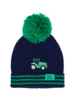 Lighthouse Bobbie Hat - Green Tractor & Stripes