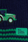 Lighthouse Bobbie Hat - Green Tractor & Stripes