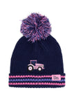 Lighthouse Bobbie Hat - Pink Tractor & Stripes