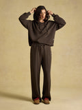 Joules Luxe Club Wide Leg Jogger - Chocolate Brown