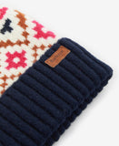 Barbour Girls Claudia Fairisle Hat -  Navy/Pink Dahlia