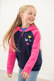 Lighthouse Jasmine Full Zip - Navy/Pink & Hearts