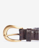 Barbour Mock Croc Leather Belt - Black Cherry