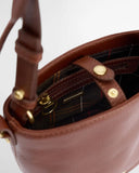 Barbour Cedar Mini Leather Bucket Bag - Brown