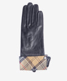 Barbour Lady Jane Leather Gloves - Black/Dress Tartan
