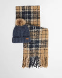 Barbour Saltburn Beanie & Tartan Scarf Gift Set - Birchwood