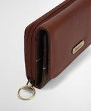 Barbour Rosa Leather French Purse - Brown/Classic Tartan