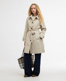 Barbour Maia Showerproof Trench Coat - Mist/Dress Navy Tartan