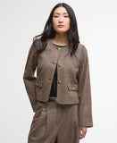 Barbour Corina Collarless Tailored Jacket - Brown/Orange Check