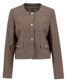 Barbour Corina Collarless Tailored Jacket - Brown/Orange Check