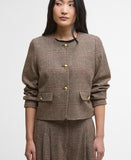 Barbour Corina Collarless Tailored Jacket - Brown/Orange Check