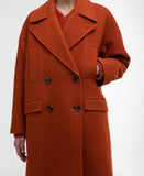 Barbour Blyth Double Breasted Wool Coat - Burnt Orange/Hessian Tartan