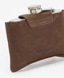 Barbour 4oz Hinged Hip Flask - Brown