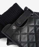 Barbour Quilted Leather Gloves - Black