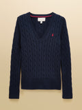 Joules Classic Cable V-Neck- Navy