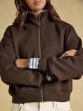 Joules Luxe Club Zip Through - Chocolate Brown