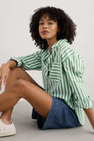 Seasalt Sea Path Shirt - Mini Scallion Stripe Hedgerow