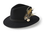 Hicks & Brown Suffolk Fedora - Black Fawn Feather