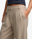 Superdry Mid Rise Pinstripe Trousers - Beige Pinstripe