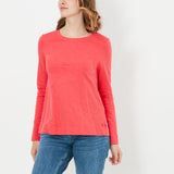 Joules Lottie Long Sleeve Classic Crew Top - Poppy